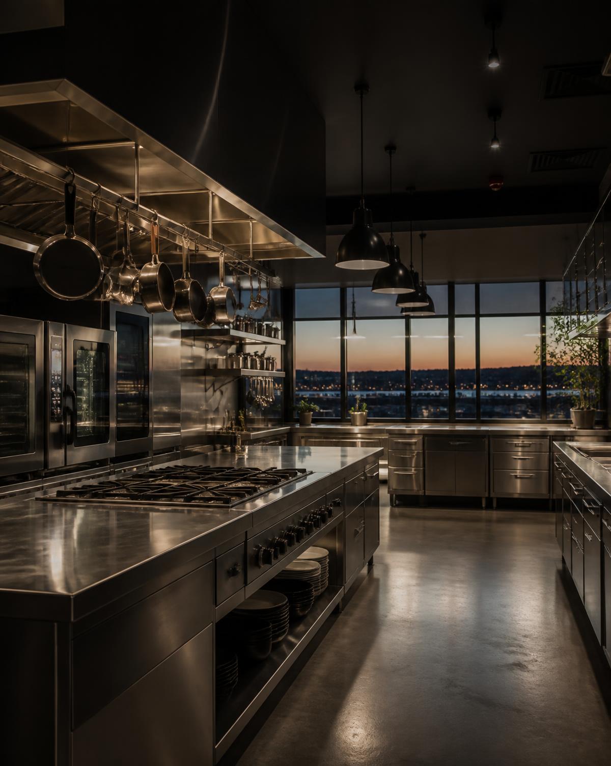 Modern professional commercial kitchen